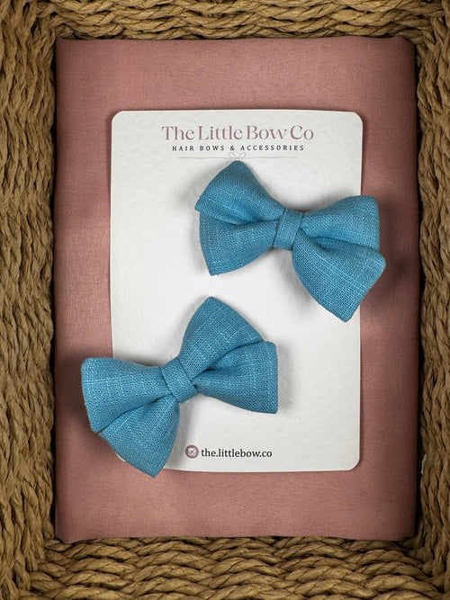 Blue Linen Bows